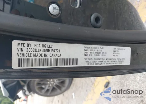 2022 Dodge Challenger Gt Awd из США, поврежденный, VIN 2C3CDZKG6NH194721